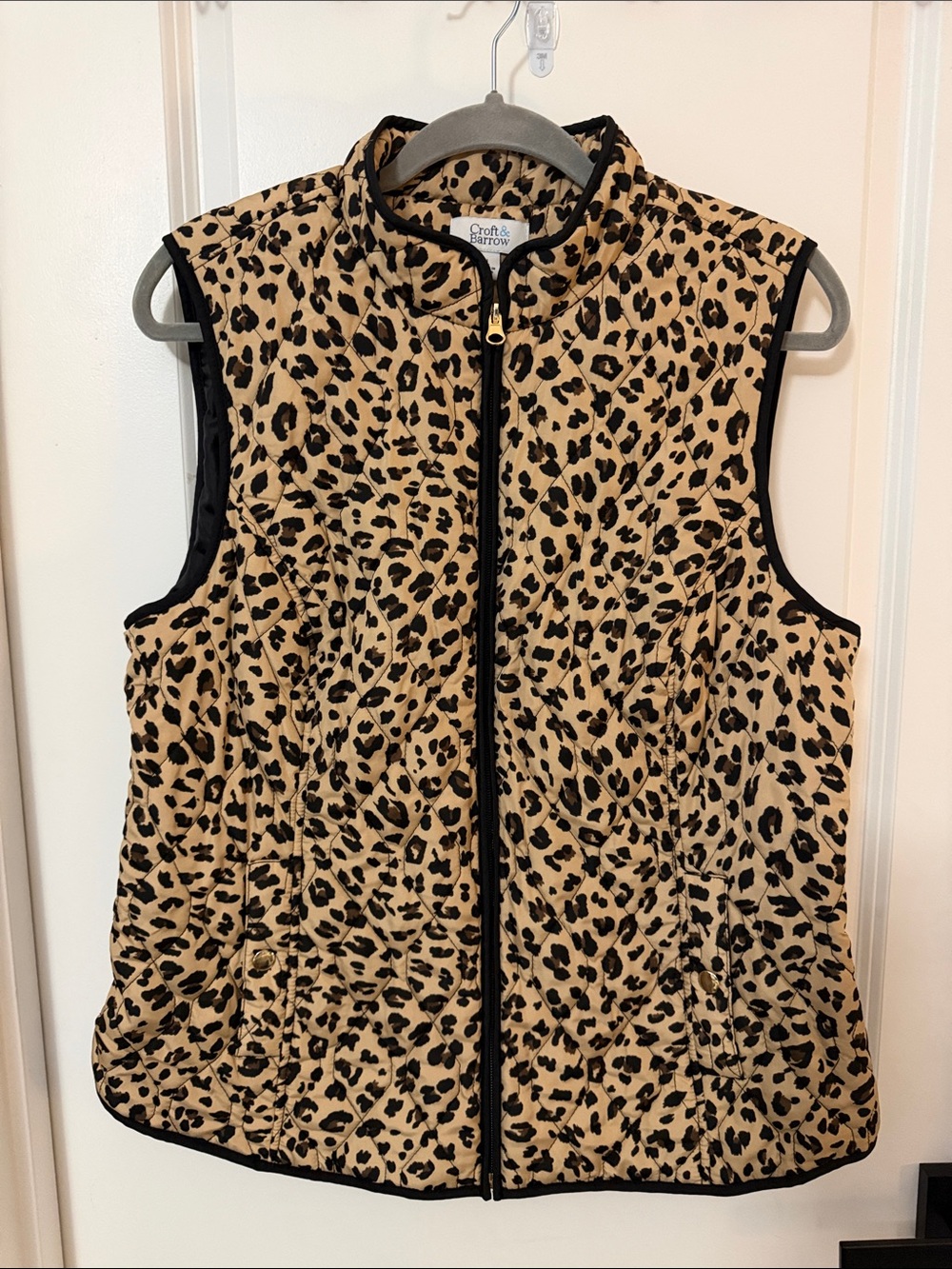 croft & barrow Leopard Print Quilted Vest in Tan and Black